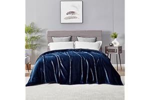 DREAMNINE Oversized Soft Plush Flannel Fleece Blanket Queen Size 90" x 90",Solid Shag Minky Lightweight Fuzzy Microfiber Blanket for Bed,Luxury Washable Shaggy Warm Velvet Blanket for Winter,Navy Blue