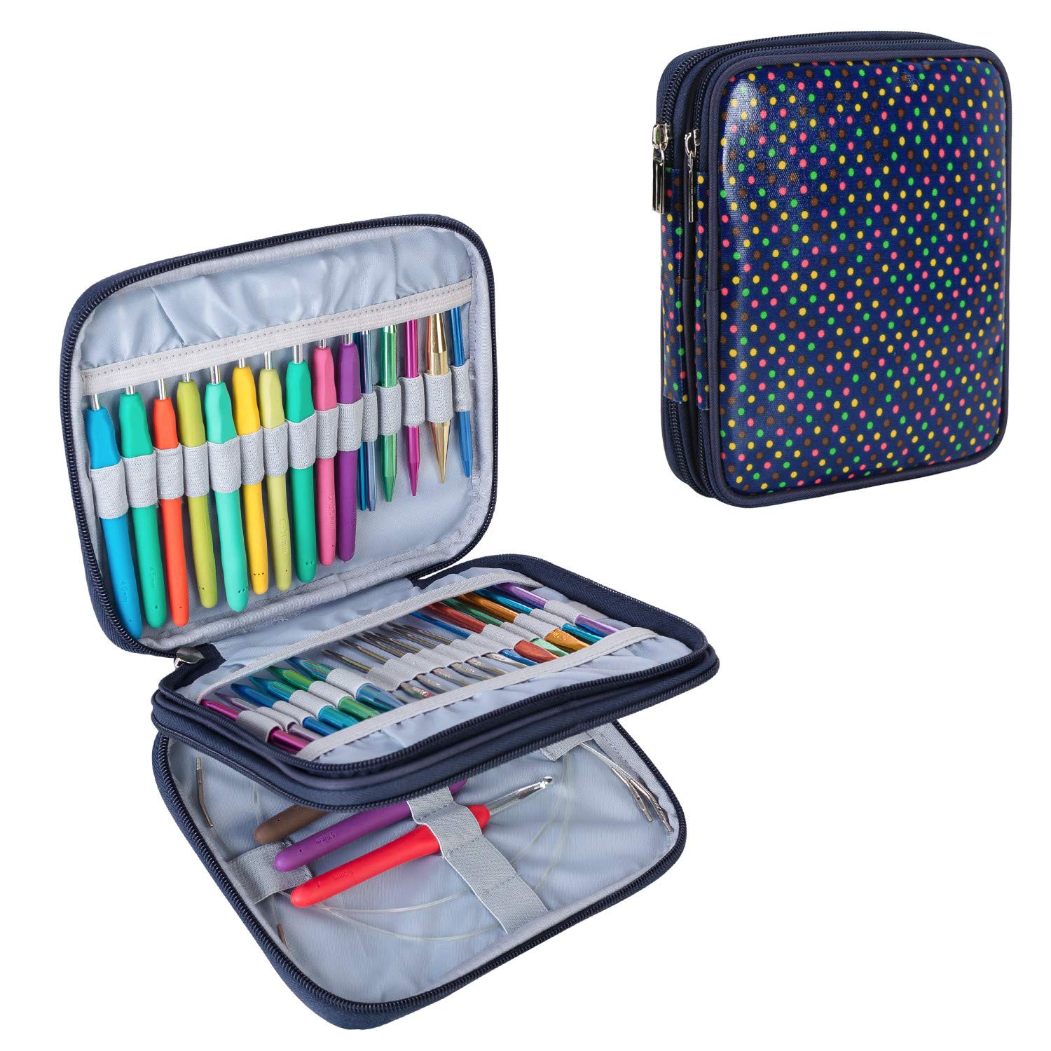 Teamoy Organizer Case for Crochet Hooks, Interchangeable Needles Holder, Easy to Carry, Colorful Dots (No Accessories Included) — image 1