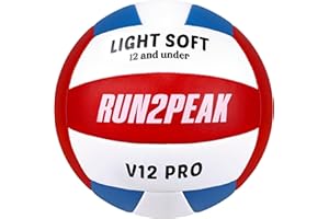 RUN2PEAK Super Soft Light Volleyball - PU Leather Volleyball Designed for Kids Youth Seniors Beginners - Lightweight Volleyballs for Indoor Outdoor House Backyard Official Size 5 Training Volley Ball