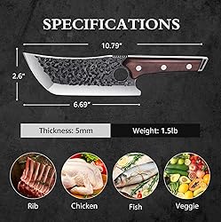 TOMBRO Meat Cleaver - 6.7" Heavy Duty Butcher