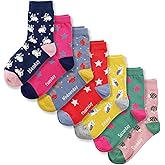 COTTON DAY 7 Days of the Week Gift Box Kids Girls Fashion Short Socks Cute Animal, Floral, Stars, Stripes & Polka Dots Design
