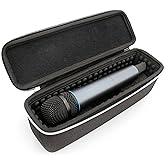 CASEMATIX Wireless Microphone Case Compatible with Two Wireless Mic System Microphones Up To 10.75" by Sennheiser, Shure and More - Sleek Mic Case For Travel with Zipper for Singing or Karaoke