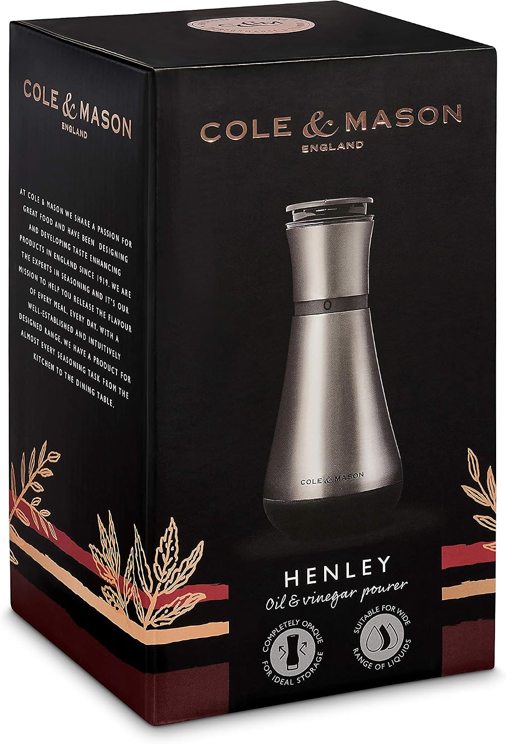 Cole & Mason H221917 Henley Oil & Vinegar Pourer, Silver/Black, 180 mm - Image 3