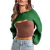 RPYHF Women's Bolero Knit Shrug Cropped Sweaters Casual Long Sleeve Crop Tops Loose Pullovers