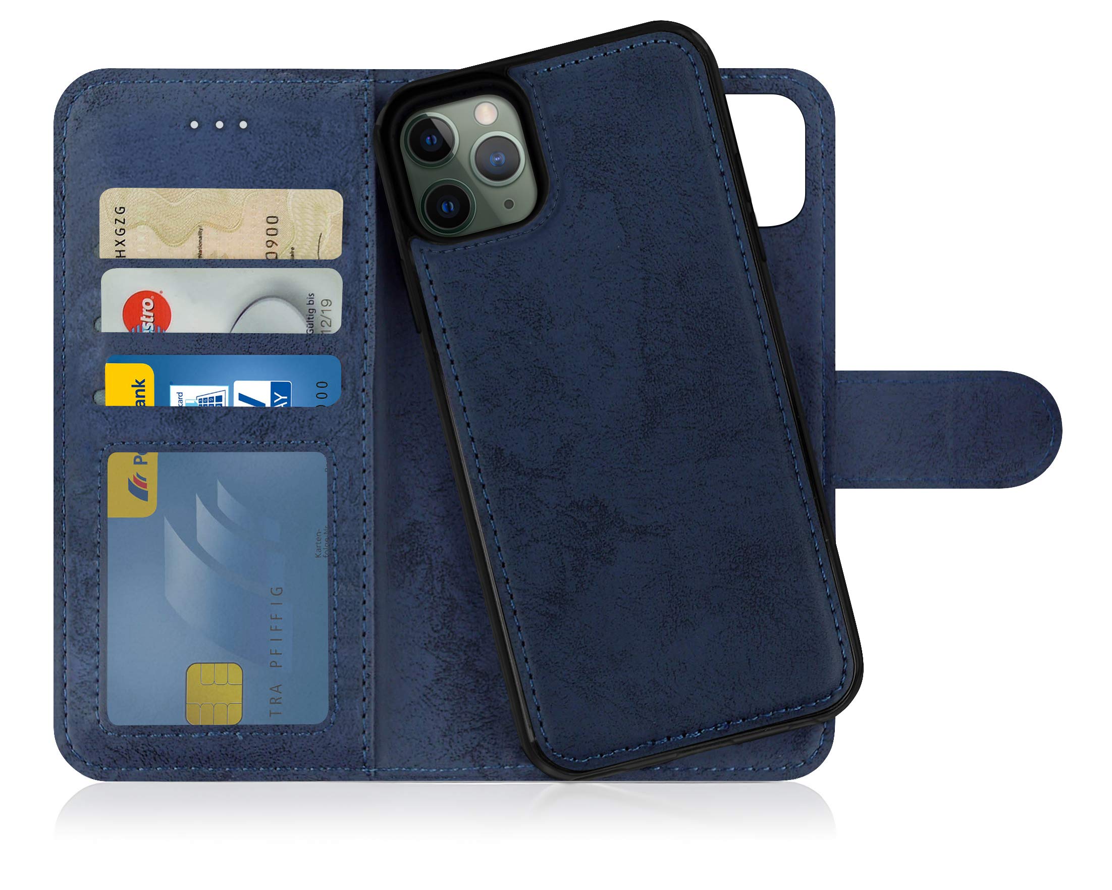MyGadget Flip Case for iPhone 11 Pro Max - [ Removable Magnetic Cover ] - PU Leather Phone Case - [ Cover with Card Slot ] Protective Shell in Dark Blue — image 1