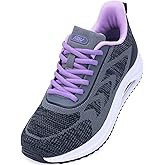 AOV Wide Walking Shoes Women Arch Support Plantar Fasciitis Tennis Sneakers Orthotic Tennis Shoes for Workout Gym Black Size 8