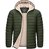 TACVASEN Men's Puffer Jacket Hooded Sherpa Lined Water Resistant Windproof Insulated Jacket Warm Winter Puffy Coat