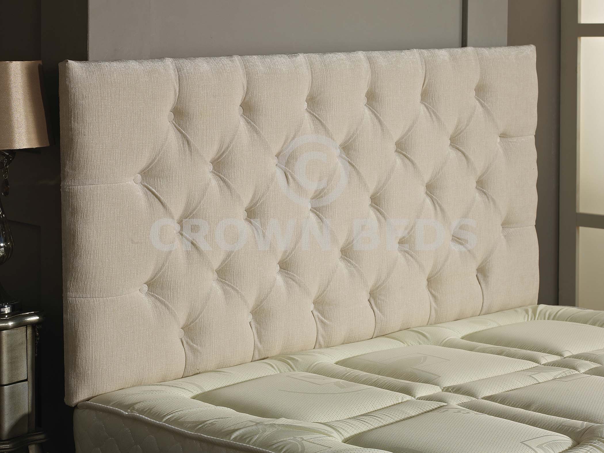 CROWNBEDSUK CHESTERFIELD DIAMANTE BUTTON HEADBOARD IN 2ft6,3ft,4ft,4ft6,5ft,6ft !!!!NEW!!!! (IVORY, 2FT6 (SMALL SINGLE) PLAIN BUTTON)