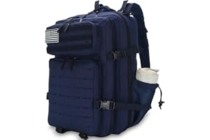 W WINTMING Sparklekle Military Tactical Backpack 45L 3 Day Assault Pack Waterproof Molle Hiking Rucksack for Men and Women (Blue)