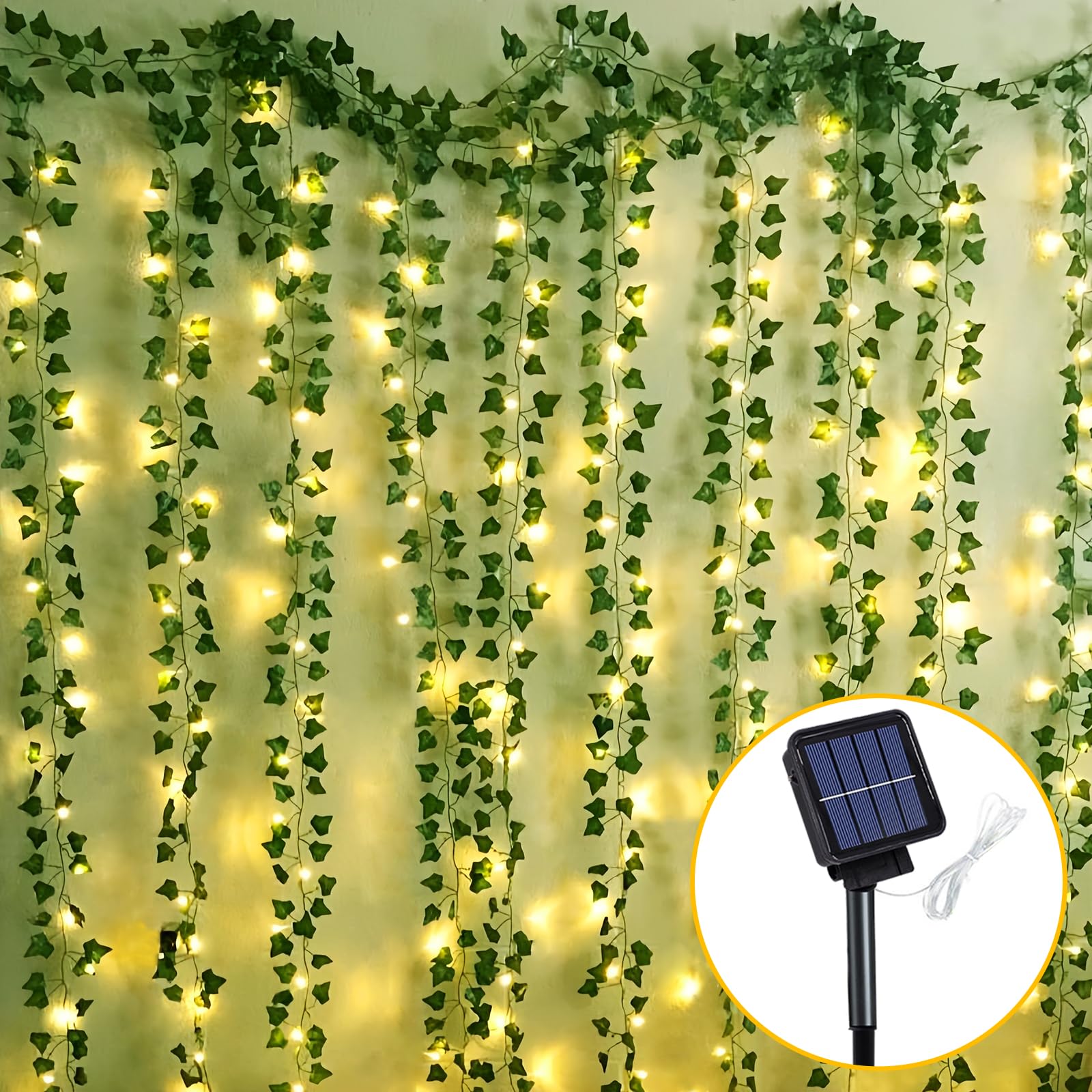 Solar Vine String Lights, 66Ft 200 Led Outdoor