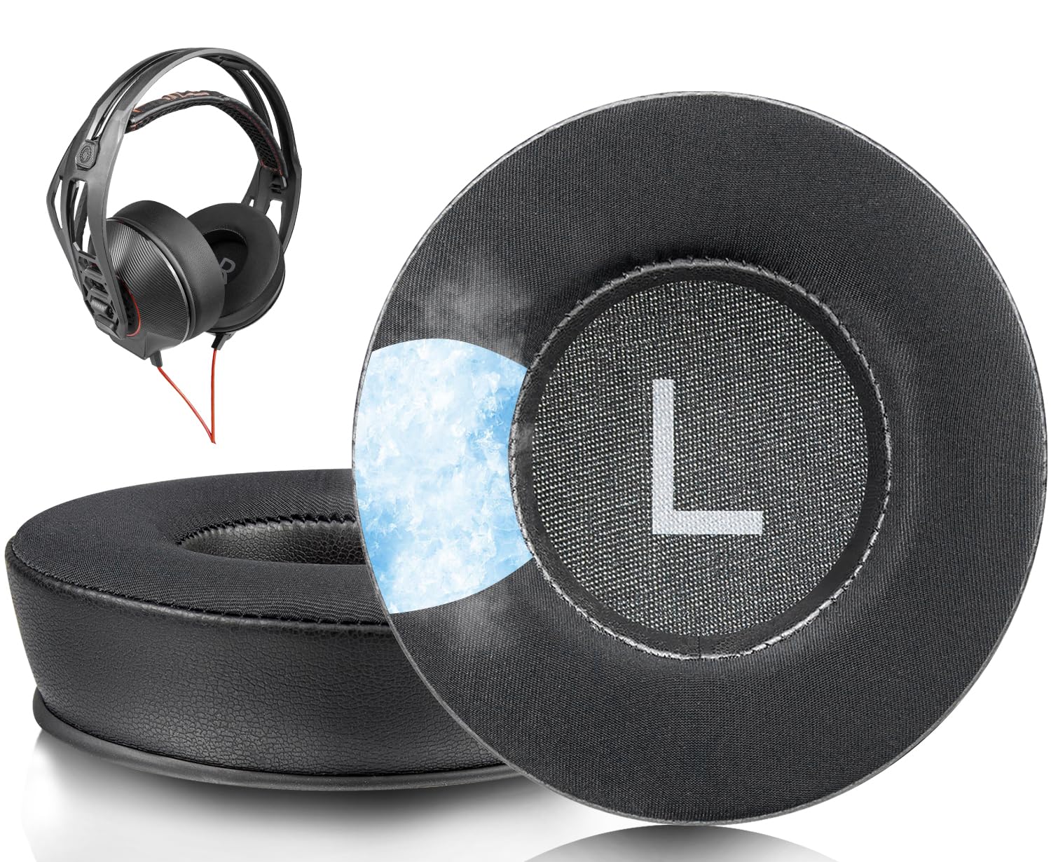 SOULWIT Cooling Gel Earpads for Plantronics (Poly) Rig 400(400Pro HC, 400HS, 400HX, 400HA), Ear Pads Cushions for Rig 500(500E, 500HD, 500HX, 500HS)/505(505HS)/515(515HD) Headset - Black