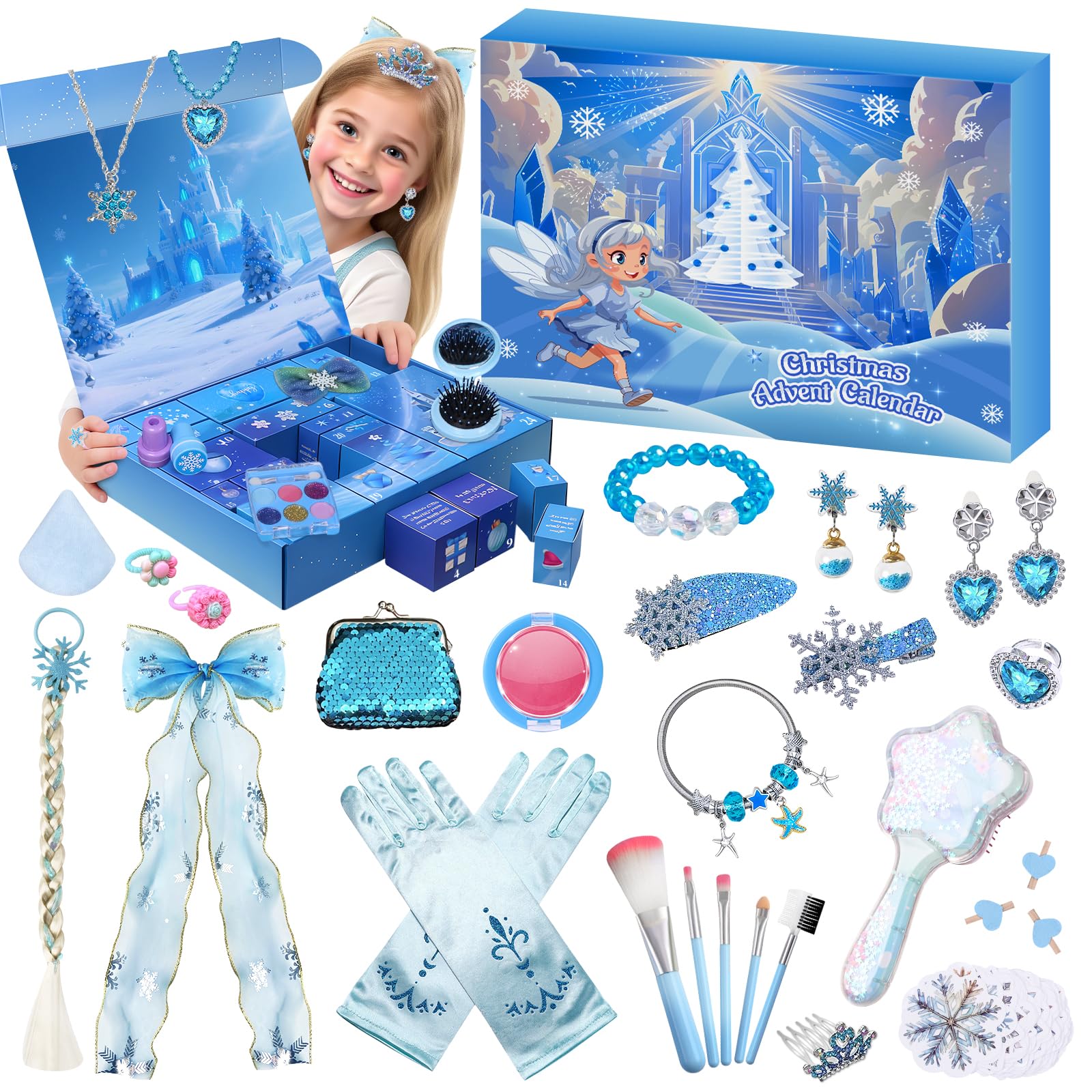 Irich Advent Calendar 2025 Girls Christmas Gift, Christmas Countdown Calendar, Christmas Advent Calendar for Girls with 24 Days of Surprises DIY Jewelry Toys