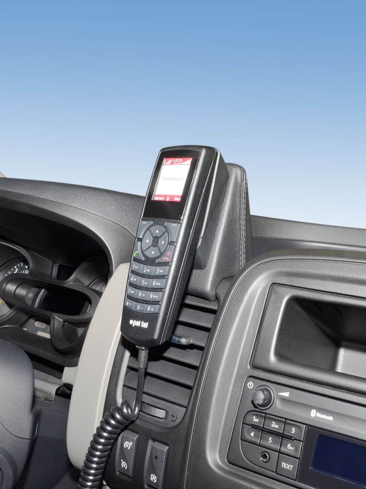 Kuda Telefonconsole (LHD) for Opel Vivaro/Renault Traffic 2014 PU Leather BLACK