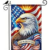 BlissYard God Bless America Patriotic Garden Flag 12x18 Inch Vertical Double Sided Eagle USA American Flag Yard 4th of July Independence Day Yard Flags Banner for Farm Outdoor Decorative Outside