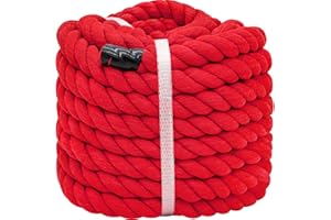 BONSINY Red Rope 1 inch x 50 feet - Thick Cotton Rope for Swing Hanging Crafts Decoration Landscaping Tug of War