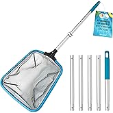 U.S. Pool Supply Swimming Pool 6-Foot Long Leaf Skimmer Net with 13" Aluminum Frame & Pole Sections - 5" Deep Ultra Fine Mesh Netting Bag Basket for Fast Cleaning of the Finest Debris, Clean Spas Pond