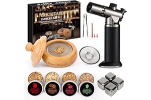 MUROMUCCI Cocktail Smoker Kit with Torch, 4 Kinds of Wood Chips for Whiskey, Bourbon Old Fashioned Drink Smoker Infuser Kit Fathers Day Birthday Whiskey Bourbon Gifts for Men Husband Dad (Without Butane)