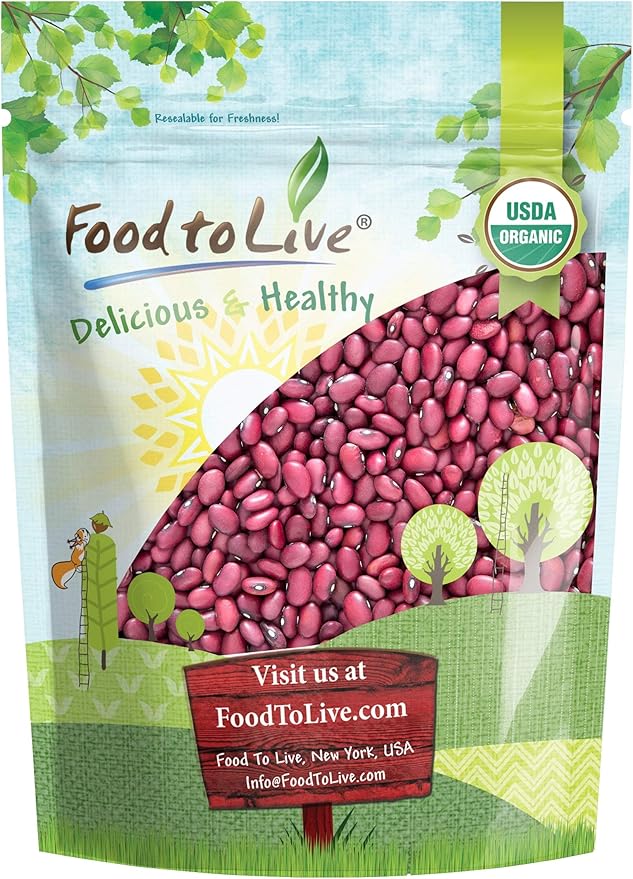 Frijoles Rojos Pequeños Orgánicos, 1 Libra Sin OMG, Crudo, Vegano, a