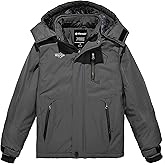 Wantdo Boy's Waterproof Ski Jacket Fleece Snowboarding Jackets Warm Thick Winter Coat Hooded Raincoats