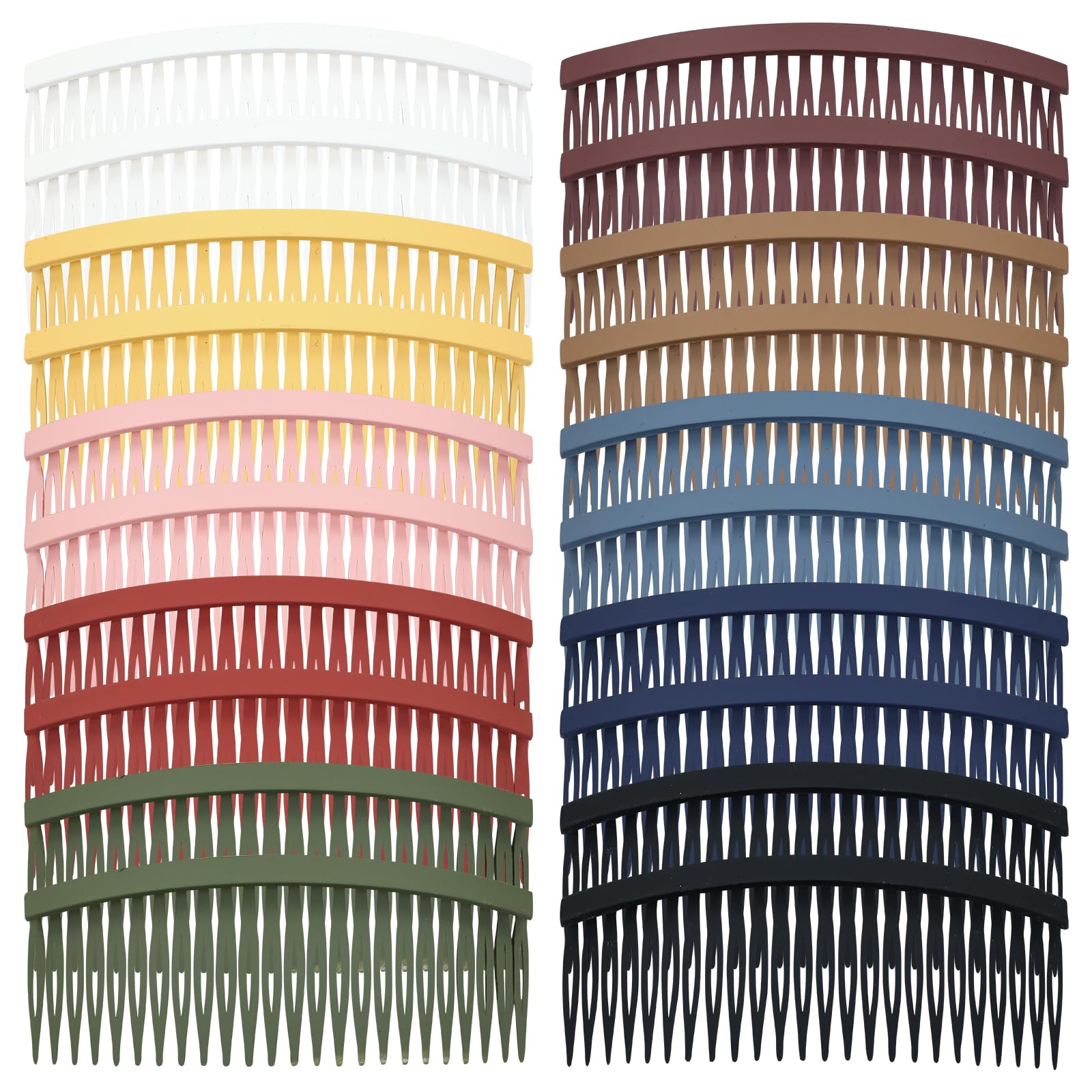 20 Pack 24 Teeth Colorful Large Plastic Side Hair Combs Long Teeth Slide Hair Barrette Clips Plain French Twist Hair Comb Wedding Veil Comb DIY Crafts Accessories for Women Girls