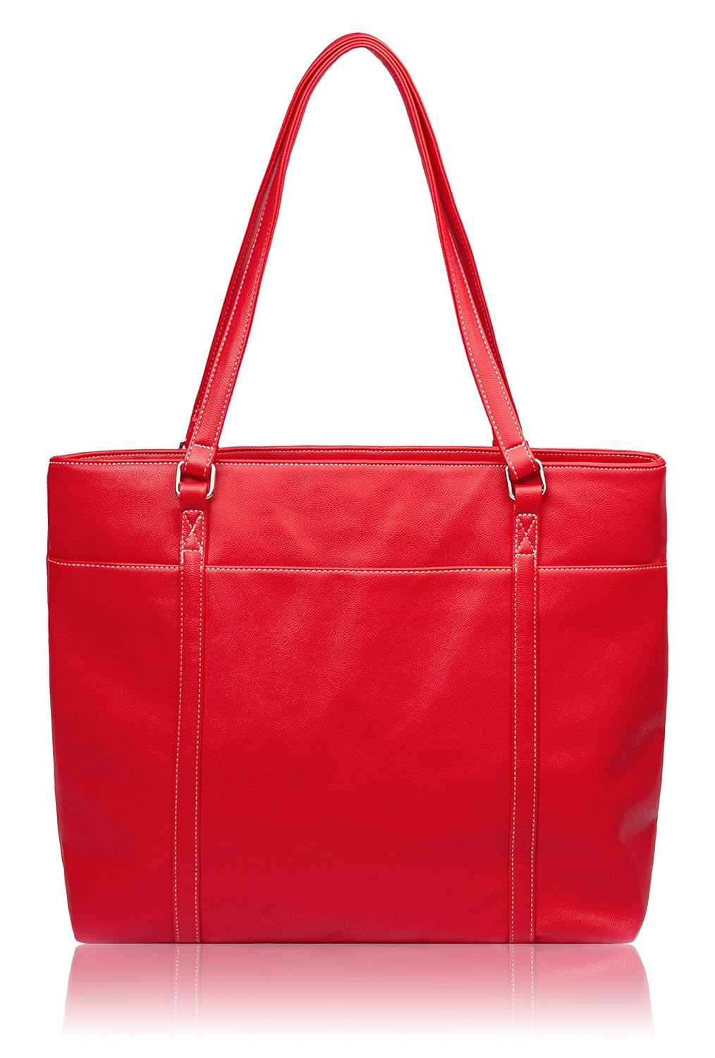 Overbrooke Classic Laptop Tote Bag, Red Vegan Leather Womens Shoulder