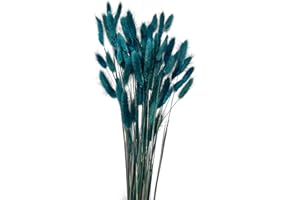 HSTEY 120pcs Bunny Tails Dried Flowers Plant Boho Pampas Grass 17 inch for Home Decor Wedding Bouquet Natural Flower Arrangements (Dark Blue)