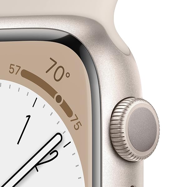 APPLE WATCH SERIES 8 [GPS, 41MM] – STARLIGHT ALUMINUM CASE WITH STARLIGHT SPORT BAND, S/M (RENEWED)