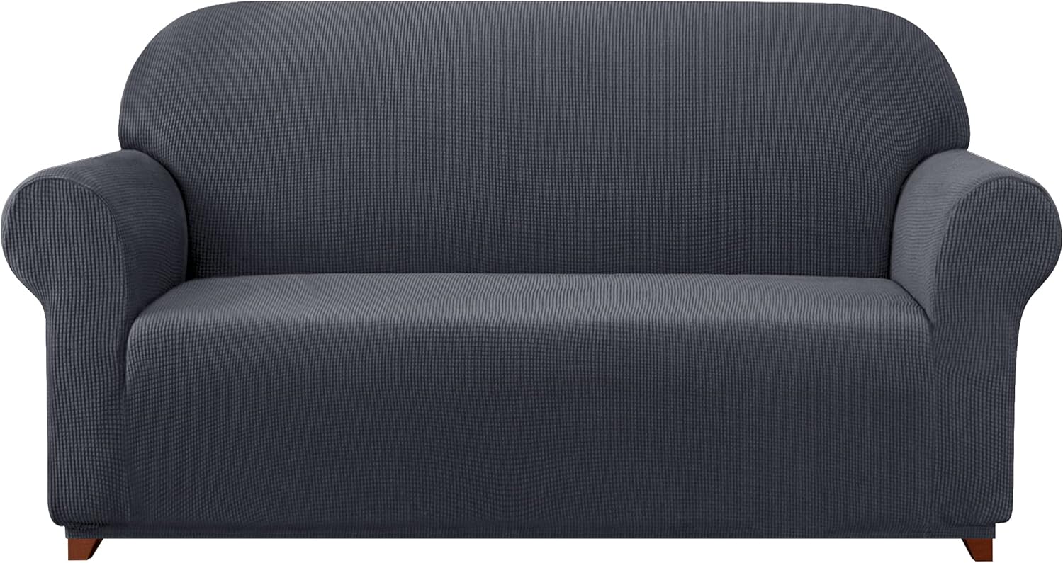 Slipcovers - subrtex Stretch Sofa Cover Set 1 Piece Sofa Slipcover with A Gift Cushion Cover for 2 Cushion Couch Loveseat(Gray,Loveseat)