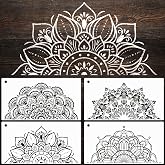 YKW 4 Pack Mandala Stencils for Painting - Reusable Large Mandala Templates - 14.5x7.7 Patterns for Wall, Fabric, Wood, Heterosexual Stone - DIY Home Decor Art Craft Supplies, Translucent and Soft