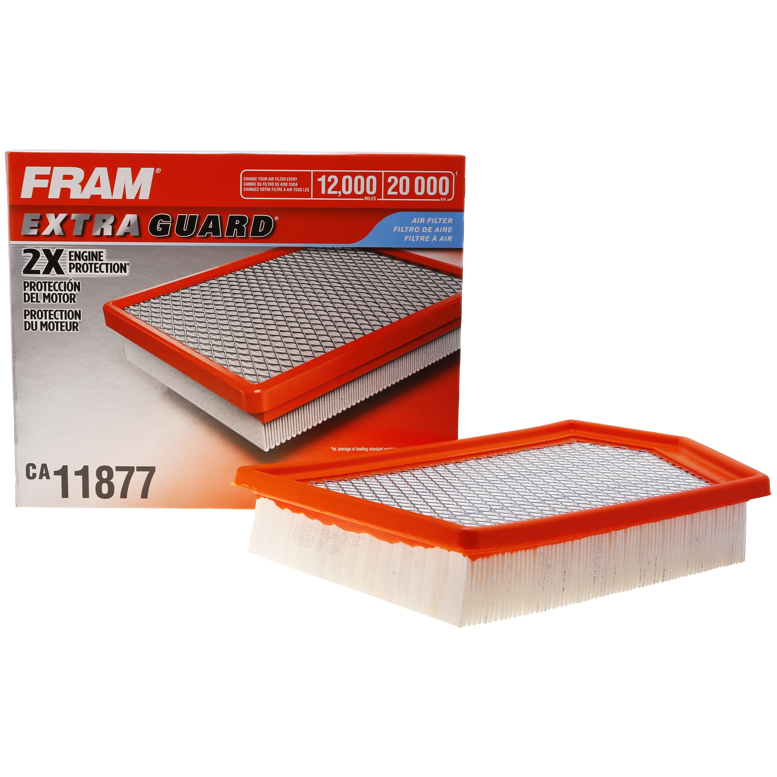 Photo 1 of FRAM Extra Guard CA11877 Replacement Engine Air Filter for Select 2014-2018 Jeep Cherokee (3.2L & 2.4L) Models, Provides Up to 12 Months or 12,000 Miles Filter Protection