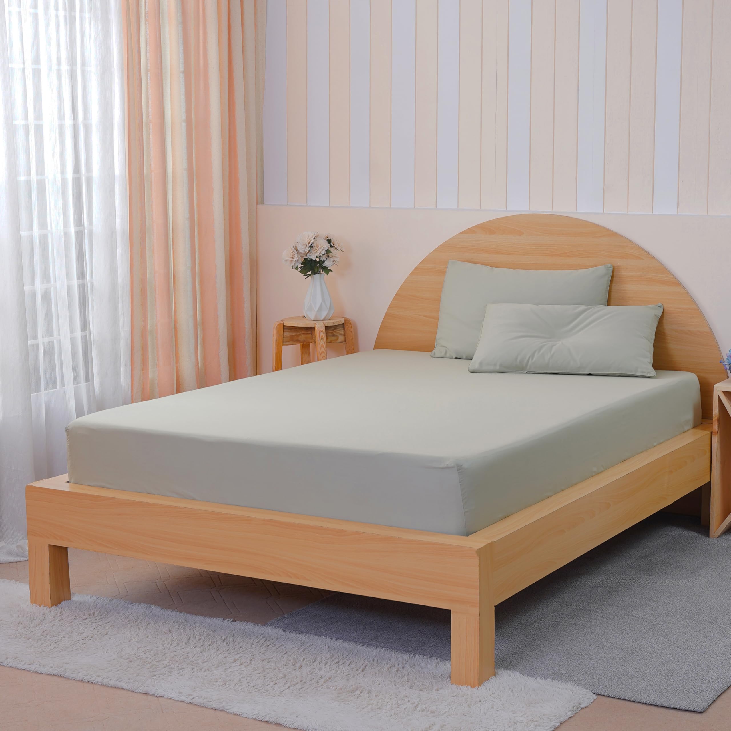 Sheet Story Bamboo Double Fitted Sheet - 41cm Deep Pocket - 400 Thread Count - Hypoallergenic, Soft and Cooling Fitted Bed Sheets Double - Sage Green — image 1