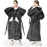 Wearable Blanket Hoodie as Gifts for Women, Long Sherpa Fleece Hooded Blankets with Oversize Hood and Pocket, Warm and Cozy Sweatshirt with Belt, Winter Gift