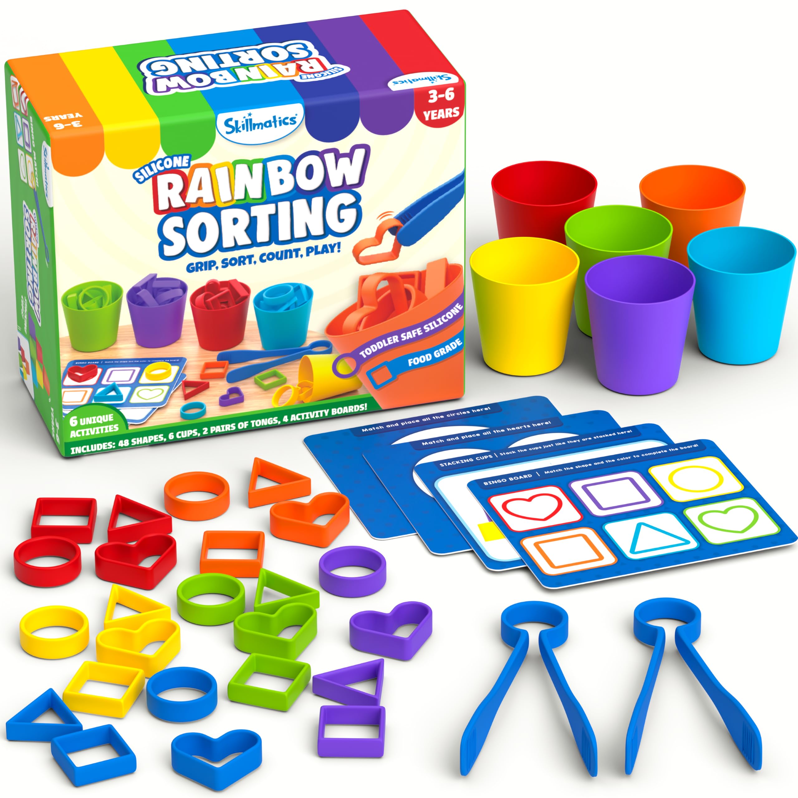Skillmatics Silicone Rainbow Sorting Game - Learning & Educational Toy, Sorting, Counting & Sequencing Skills, Easter Gifts for Toddlers & Preschoolers Ages 3, 4, 5, 6