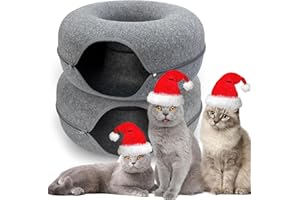 MARUNDA Cat Donut Tunnel, Cat House for Pet Cat Cave Bed, Detachable Round Felt & Washable Interior Cat Cave