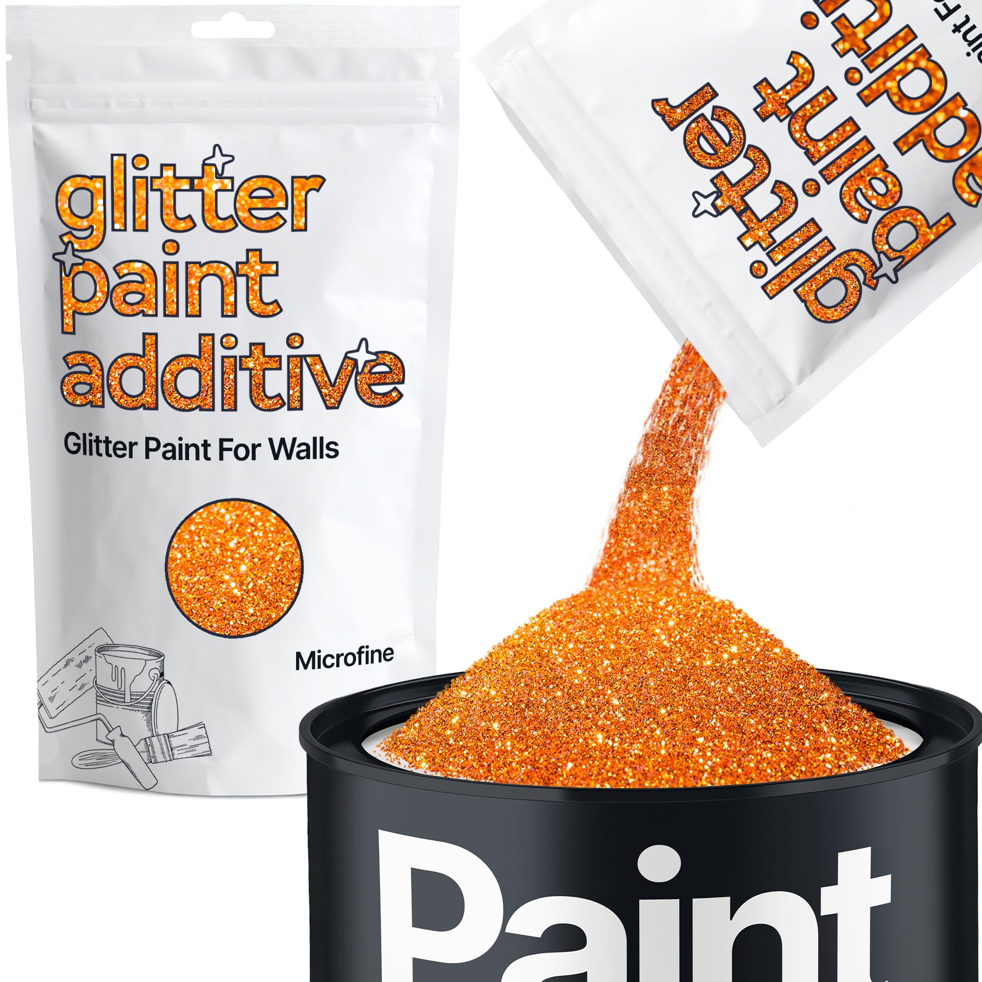 Hemway Copper Glitter Paint Additive Microfine 100g for Adding Sparkle to Paints & Varnish | Paint Walls Sparkly Add to Emulsion, Acrylic or Lacquer Indoor
