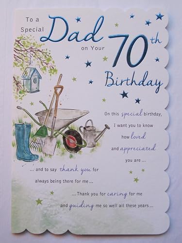 Happy 70th Birthday Dad , Birthday Greetings Card: Amazon.co.uk ...
