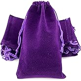 AEAOA Gift Bags, Pack of 25 Pieces 6" X 4" Velvet Drawstring Jewelry Pouches, for Candy, Pins, Jewelry, Treats, Birthday Party Favors (Purple)