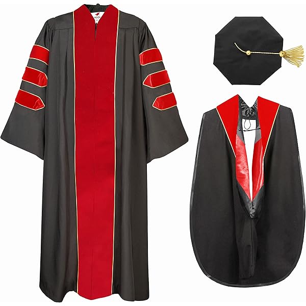 Amazon.com: MyGradDay Unisex Deluxe Doctoral Graduation Gown and 8-Side Tam  Package with Gold Piping : Clothing, Shoes & Jewelry