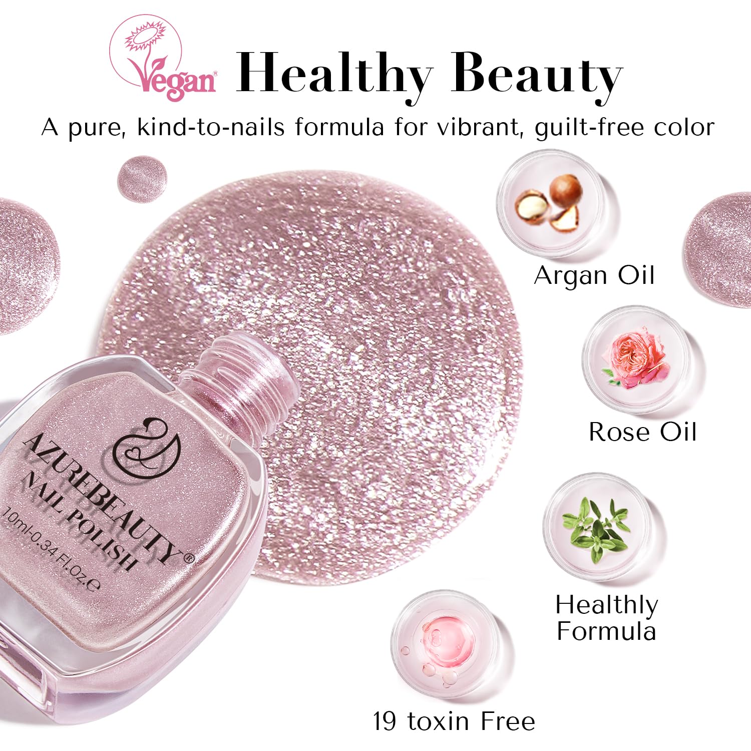 AZUREBEAUTY Cat Eye Nail Polish Quick Dry Vegan Nude Glitter Nail Polish Natural Infinite Shine Nail Lacquer Salon-Quality for Women Girl Gift Set 1Pcs 0.34 fl oz - Image 5