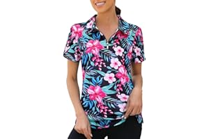 Viracy Womens Golf Polo Shirts 1/4 Zip Up Overlap Short Sleeve Quick Dry Workout Tops