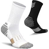 Crew Socks for Women Cushioned Athletic Running Hiking Compression 5 Pairs | Anti-Blister,Breathable,Moisture-wicking,Arch support,Reinforced mesh,Comfortable,High ankle design