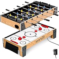 SereneLife 4-in-1 Multi-Game Table - 48" Sports Arcade, Ping Pong, Air Hockey, Pool, Foosball - Indoor/Outdoor Table for Fami