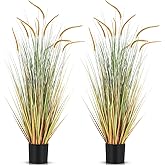Jexine 2 Pieces Faux Plants Outdoor 4 ft Tall Artificial Grass Plant Potted Artificial Setaria Grass Faux Greenery Floor Plants for Housewarming Gift House Garden Lobby Outdoor (Autumn Green)