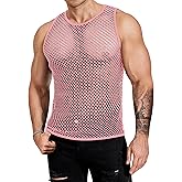 COOFANDY Men Casual Tank Tops Mesh Shirt See Through Sleeveless Shirts Muscle Fishnet Fitted Tee Clubwear Summer