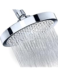 Shower Head - LIMITED TIME SALE - Rainfall High Pressure 6&rdquo; - Rain High Flow Fixed Luxury Chrome Showerhead - Removable Water Restrictor - For the Best Relaxation and Spa