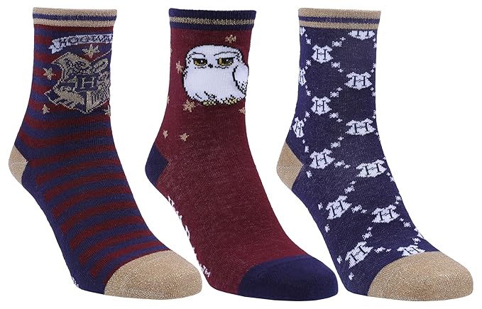 3 x Dunkelblau-dunkelrote Socken Harry Potter
