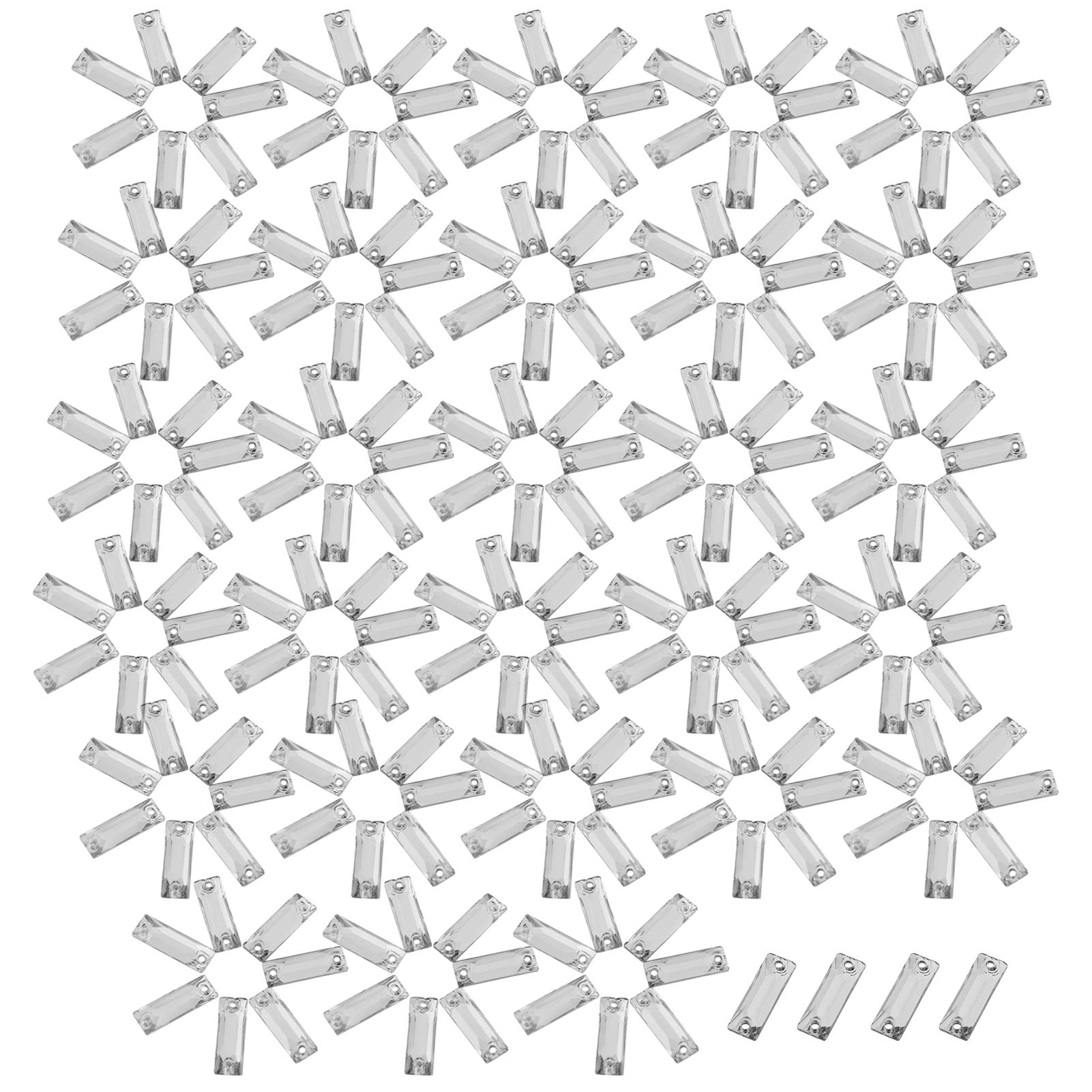 Hztyyier 200Pcs Flatback Rhinestones AB Acrylic Resin Crystal with Hole Drip Sewing Rhinestone Button Crafts Five Style for Choose (Rectangle-White) Handcraft Materials