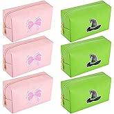 Vesici 6 Pcs Halloween Princess and Witch Party Favors Makeup Bag Pink and Green Witch Theme Pouch with Zipper Cute PU Leather Travel Toiletry Bag Gifts Ideal for Women Friend Mom