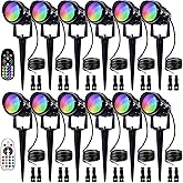 SUNVIE RGB Christmas Low Voltage Landscape Lights Color Changing 12W LED Landscape Lighting Outdoor Waterproof Remote Control for Garden Pathway Christmas Decorative Lighting, 12 Pack with Connector