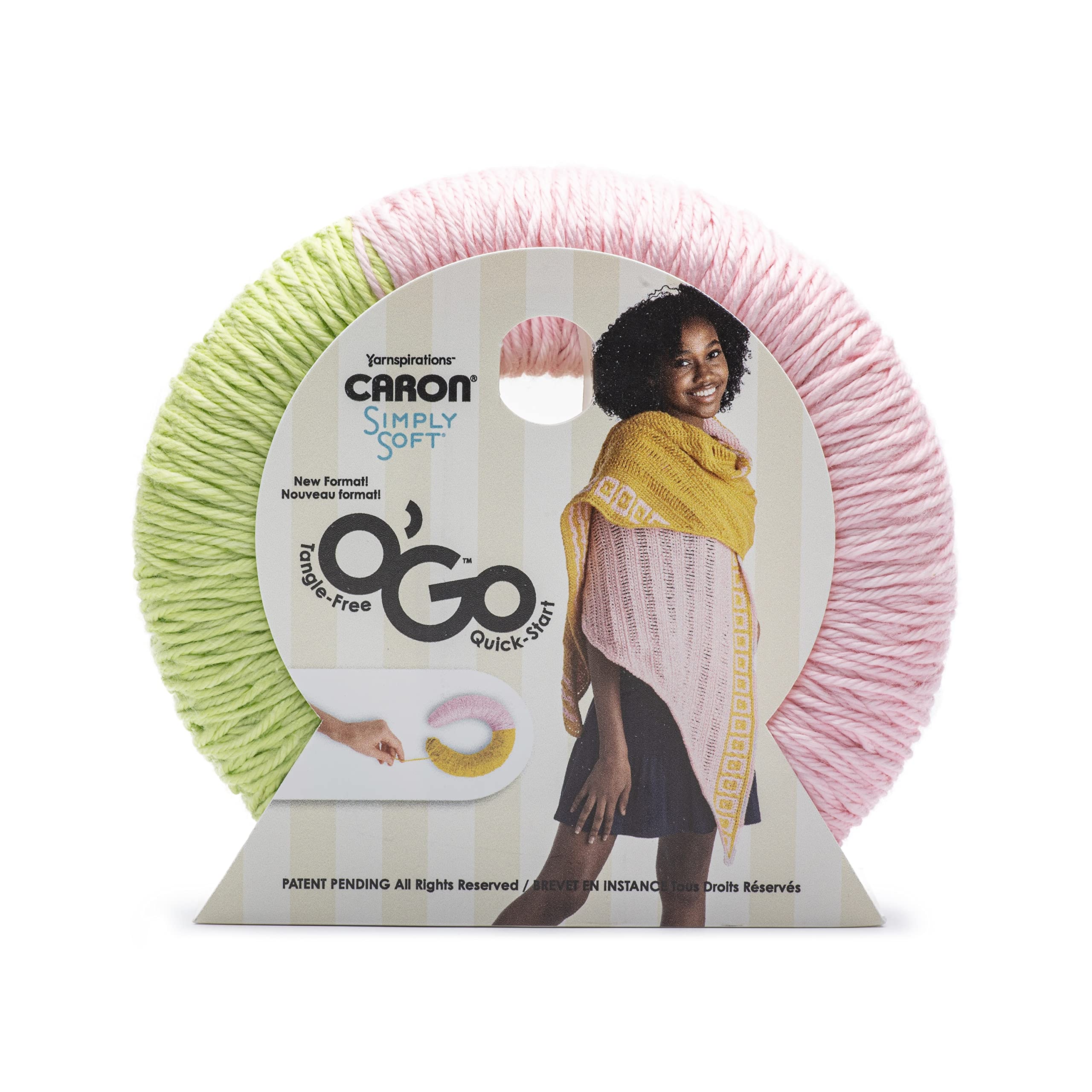 Caron Simply Soft O'Go 141g - Lime Frost - Soft Pink